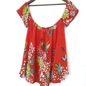 2 for 1 Off shoulder floral tops size large -L